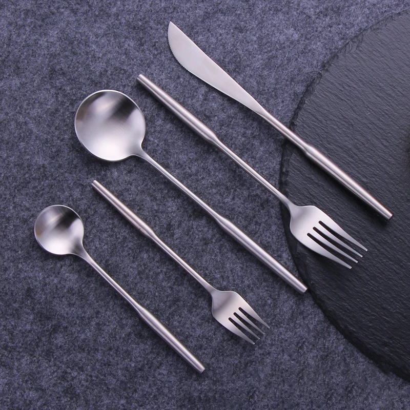 luxury vintage 5 piece white silverware flatware hot sale reusable silverware set stainless steel cutlery