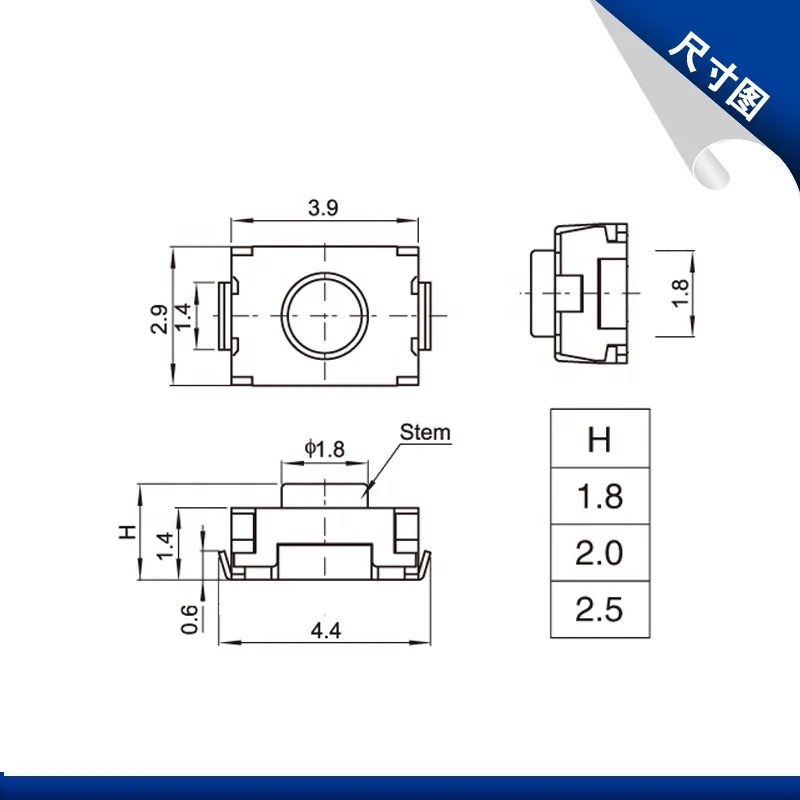 3*4 Tact Switch DIP Tactile micro Push Button Switch SMD Micro Switch For Electronic Mobile Devices A011