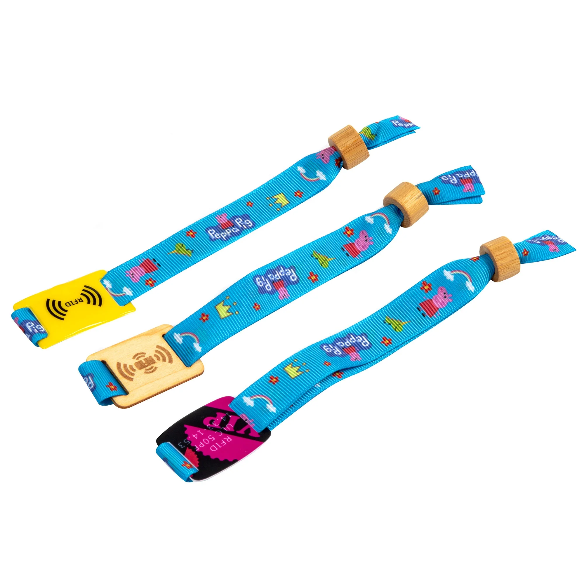 Wholesale Hot Style Customized Size Eco friendly Basswood And Bamboo Tags NFC Full Printing GPS  RFID Woven Wristband