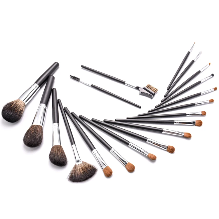 Beauty Tools Kit 19 Pcs Black High Quality Professional Soft Camel Horse Mink Donkey Animal Synthetic Hair Lip Make Up Brush Set