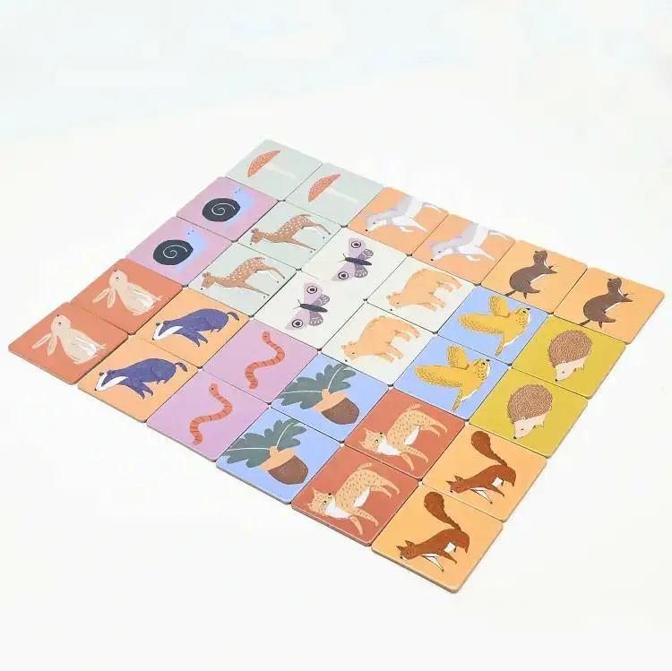 Custom kids toys educational memory match graphic promotion paper flash cards educational
