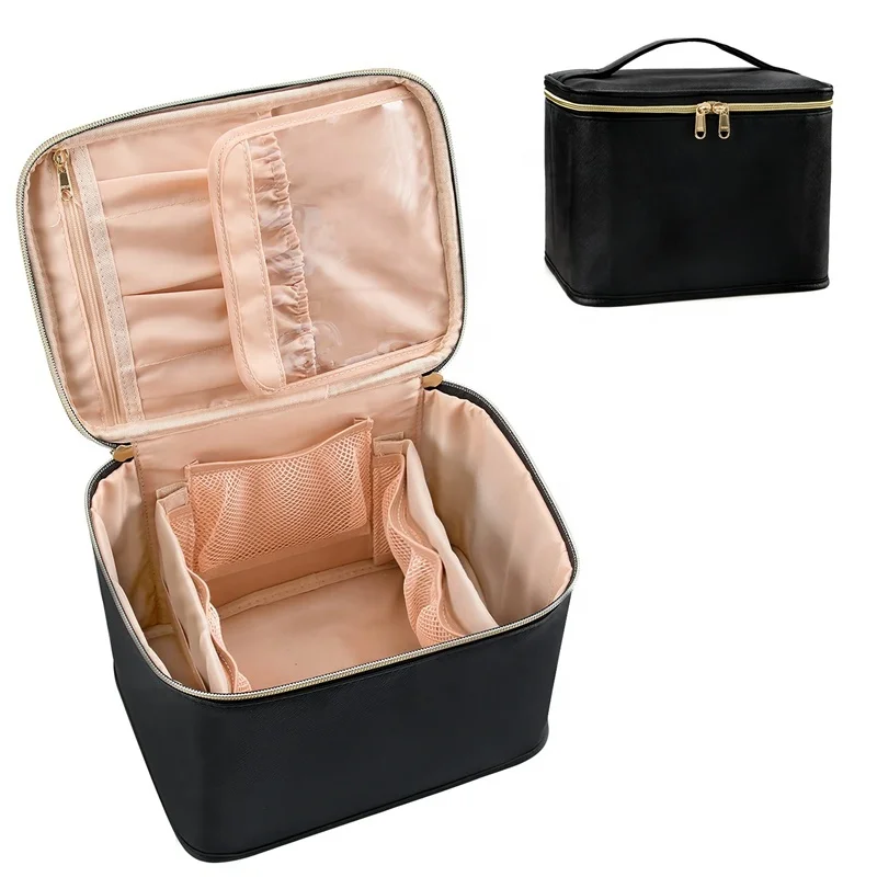 Colorful Travel Makeup Bag Large Cosmetic Case Make Up Organizer For Women Artist Storage Bag with Adjustable Dividers
