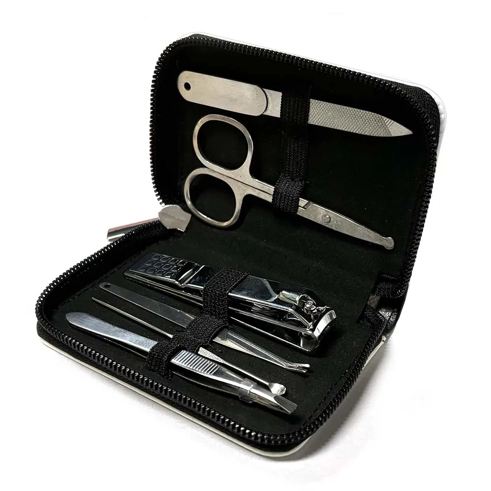 Blank Sublimation Nail Clipper Case Including Set-Professional 8 in 1 Set DIY Double-Side Printing PU Leather Manicure Bag