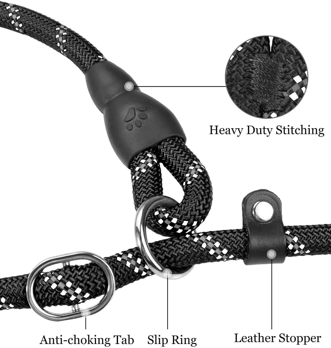 Светоотражающая нейлоновая тренировочная веревка, плетеная веревка для скалолазания, поводок для собак, роскошная цепочка для поводка для собак