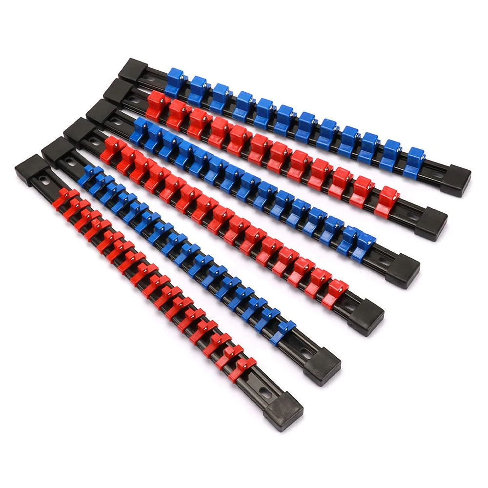 6-piece Professional Quality 1/4 3/8 1/2inch Drive ABS Magnetic Organizer Socket Clip Rail Holder Racks Tools Socket Organizers