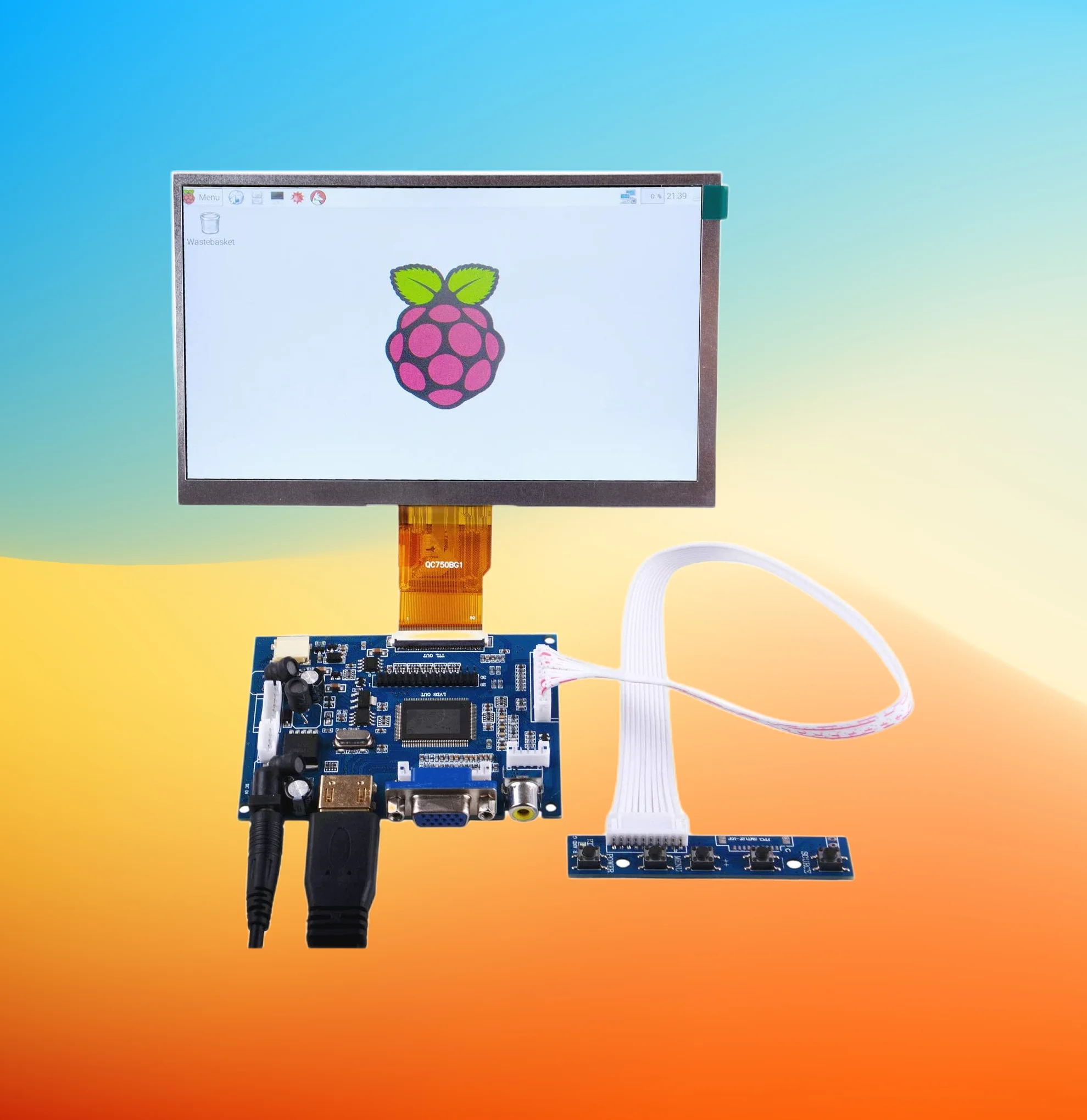 7 inch 1024 x 600 HDMI Screen LCD Display with Driver Board Monitor for Raspberry Pi