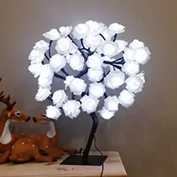 Valentines Rose Lamp Gifts LED Flower Tree Desk Lamp Night Light LED Rose Table Lamp