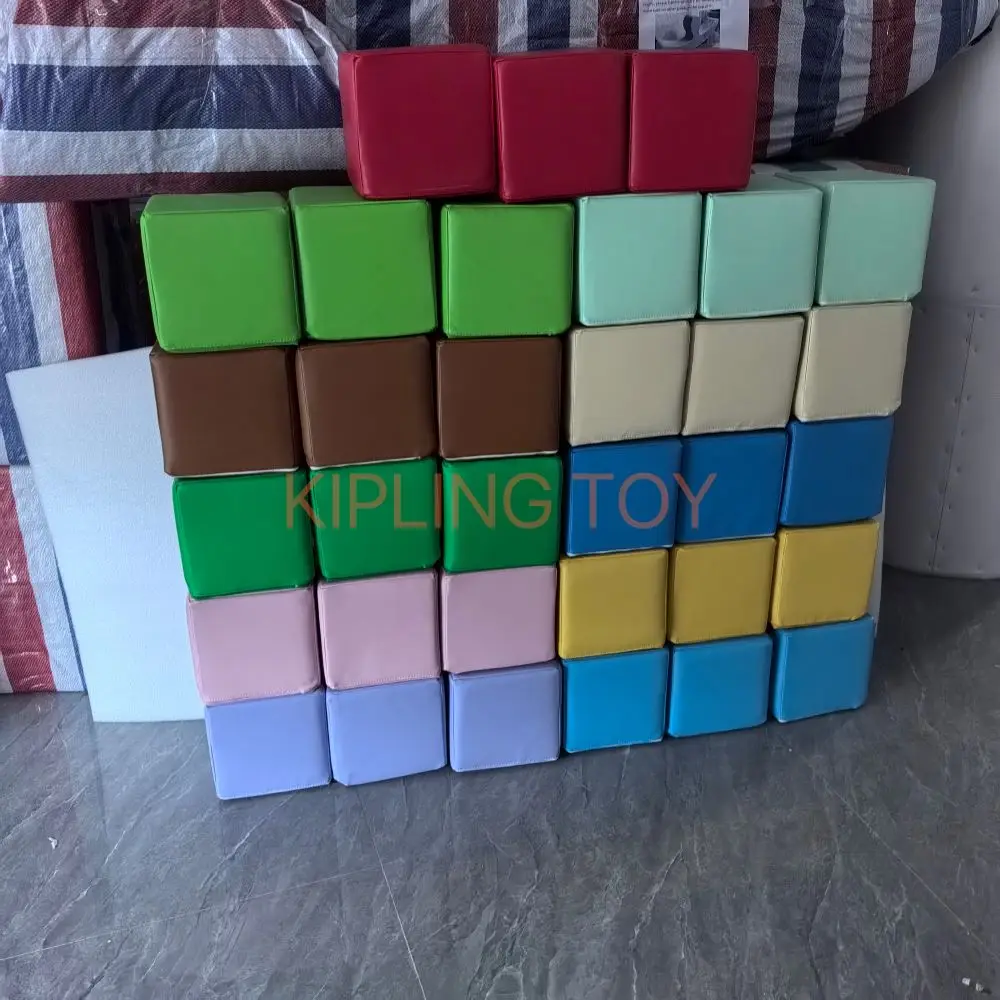 Promotion price foam blocks for softplay equipment PVC cover kids indoor soft play foam sponge cube building blocks