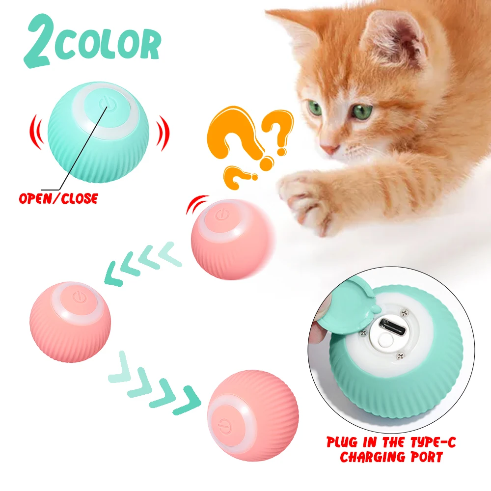 Electric Pet Cat Toys Smart Puppy Ball Funny Auto Rolling Ball Training Self-moving Games Interactive Pet Toys