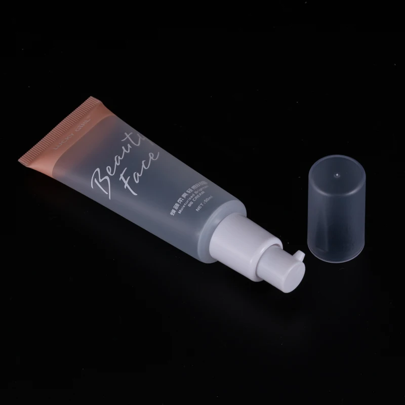 50g screen printing cosmetic packaging clear tube airless pump squeeze tube for bb cream skin care