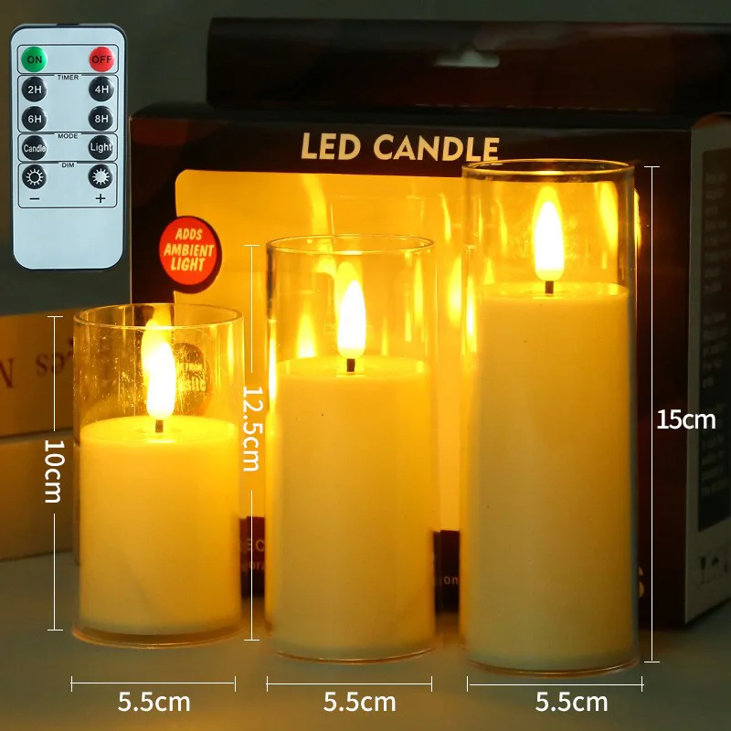 flickering flameless rechargeable led taper candles wholesale led candles with moving flame for Christmas