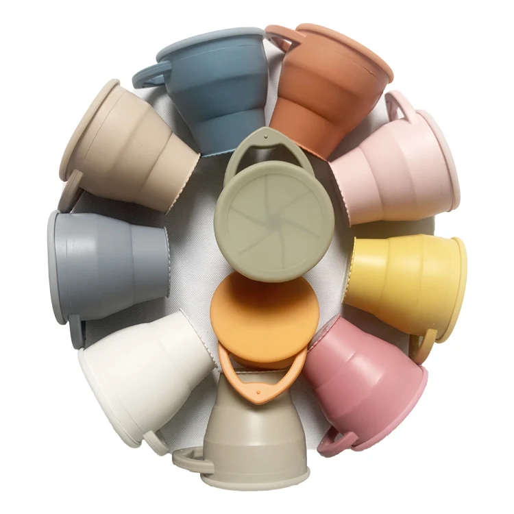 baby collapsible silicone snack cup with lid