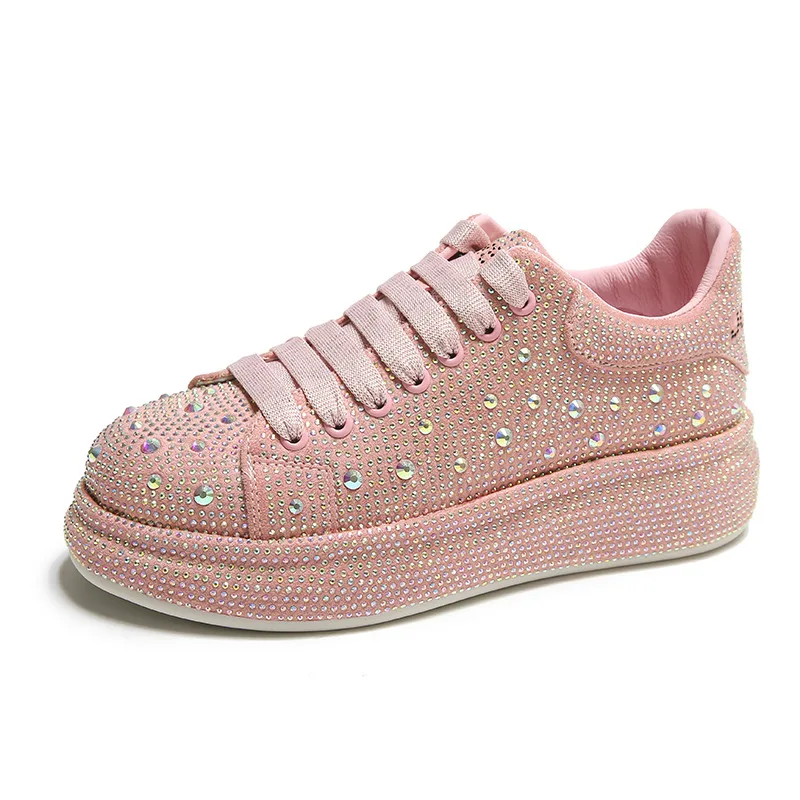 2023 luxury ladies sequins board shoes platform bling trainers full rhinestone women casual sneakers