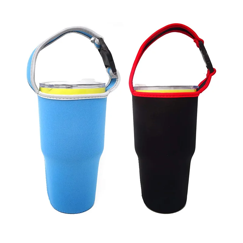 Neoprene Tumbler Carrier Holder Pouch Portable Neoprene Tumbler Coffee Cup Sleeve with Carrying Handle