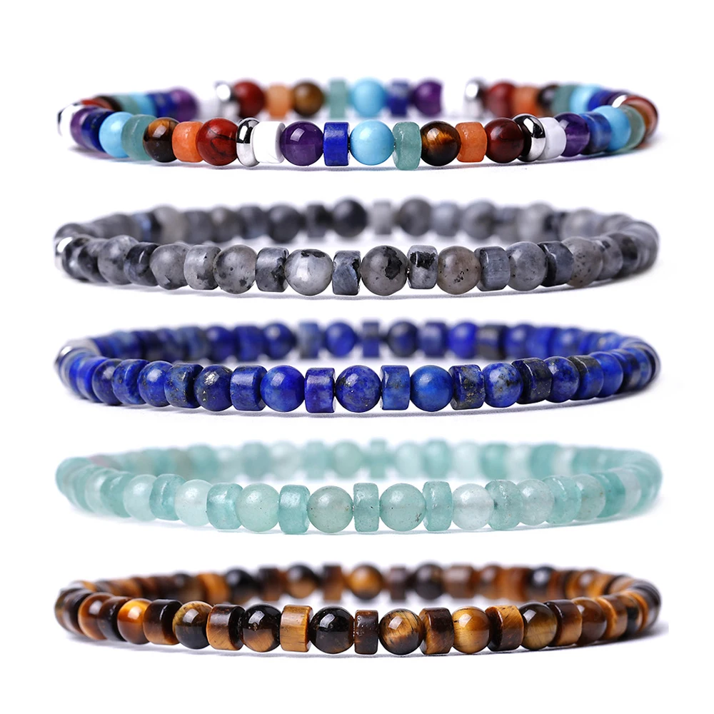 2024 Wholesale Fashion Stone Jewelry New Design 4mm Natural Agate Square Stone Aventurine Beaded Gemstone Bracelet For Men Women
