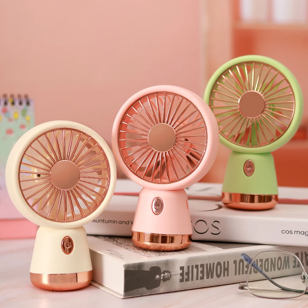 Desktop Mini Fan Cross-border Three-speed High Wind USB Rechargeable Mute Handheld Small Electric Fan Gift