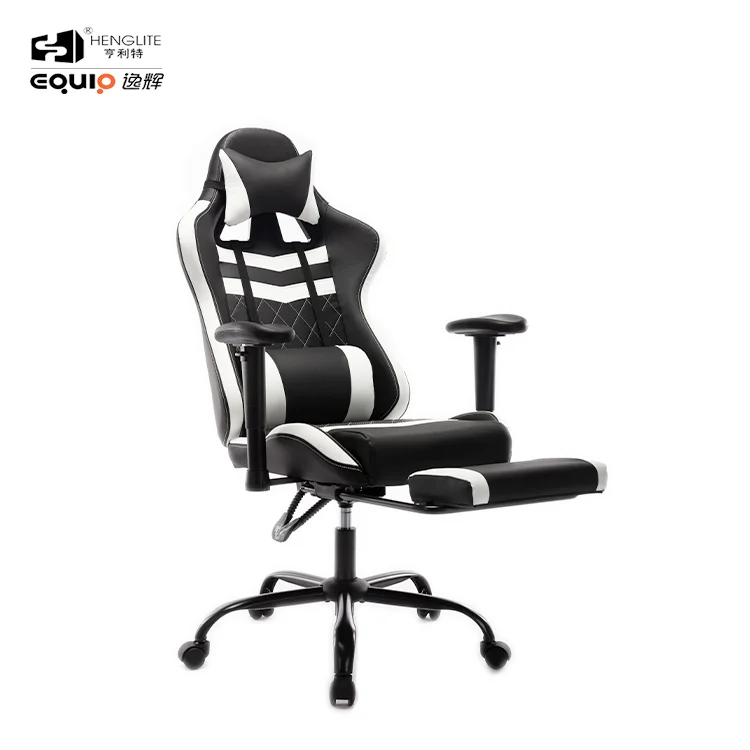 E-commercial Office Swivel 180 Degree Reclining Gaming Chair witn footrest
