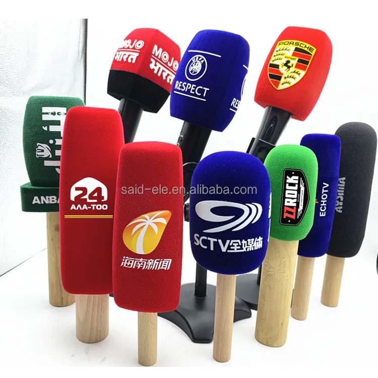 Somalia Asal Sports TV microphone foam windshields printed brand logo reporter mic flags