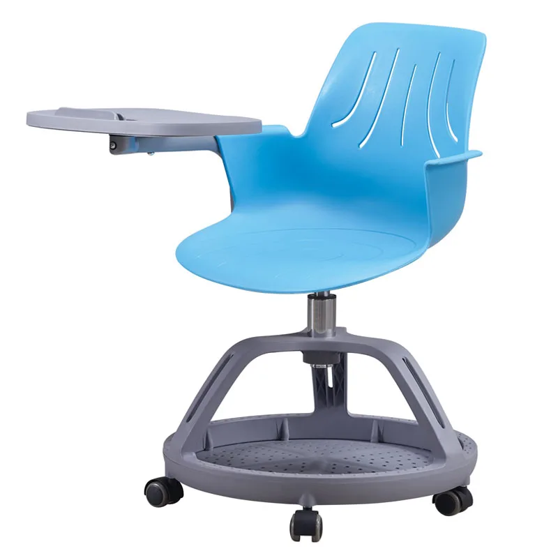 Современное пластиковое гибкое офисное вращающееся тренировочное кресло для конференций с блокнотом письма