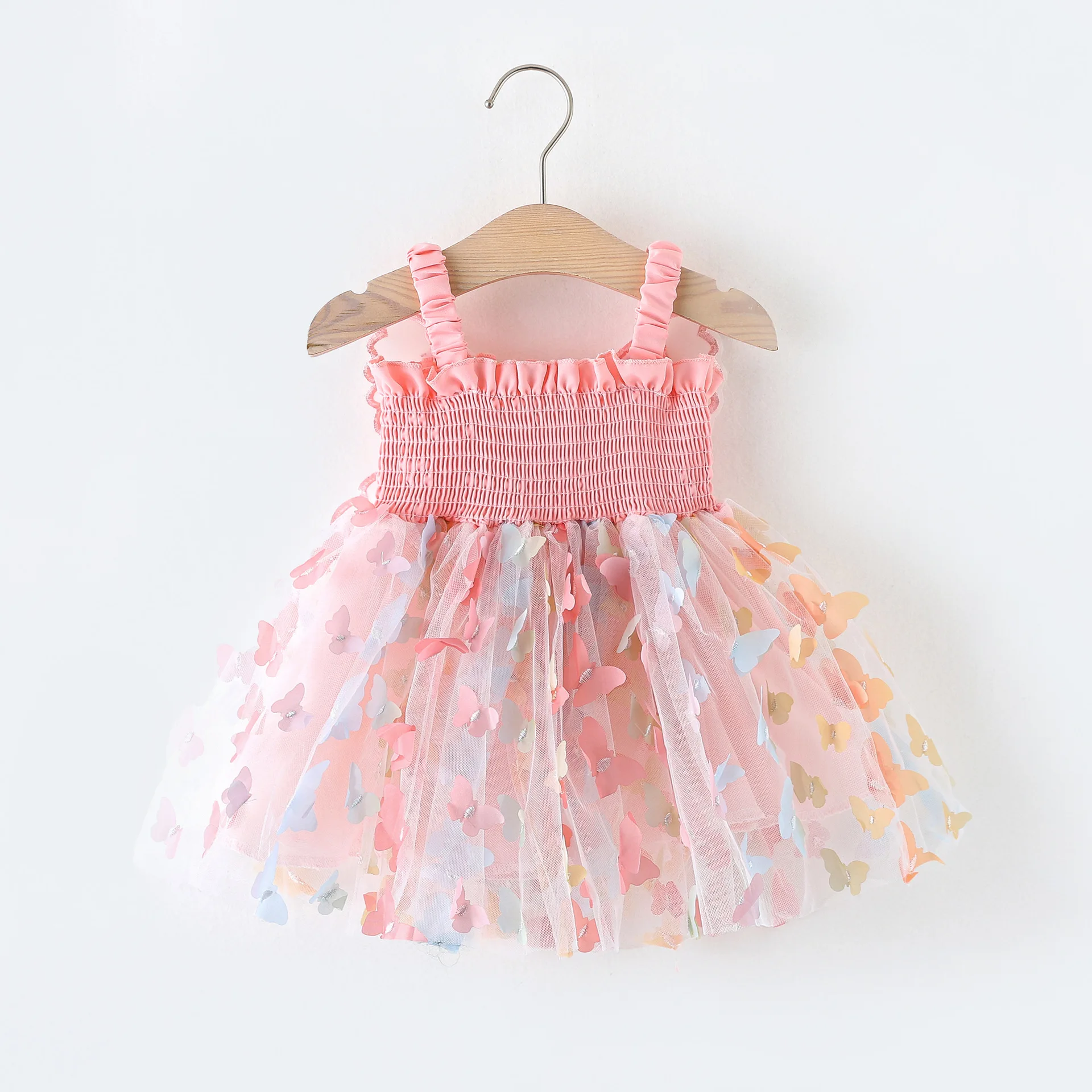 Big Butterfly Boutique Kids Wholesale Clothing Spaghetti Toddler Girls Clothes Hot Selling Girls Butterflies Embroidered Dresses