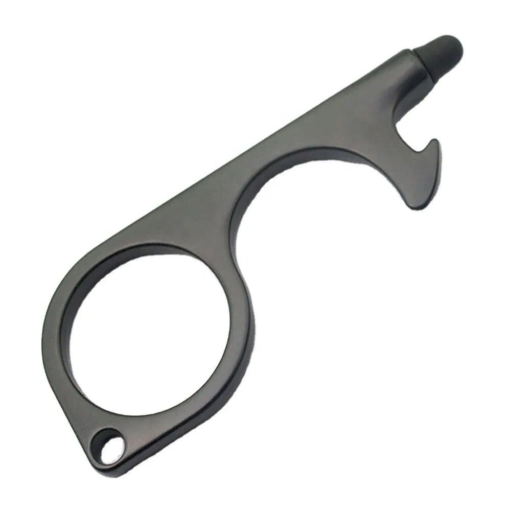 Alloy Keychain No Touch Door Elevator Bottle Opener Self Defense Metal Keychain