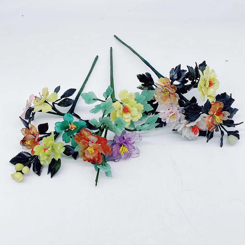 Jade carving natural single stemmed peony artificial flower Real Touch DIY butterfly orchid family single branch bouquet