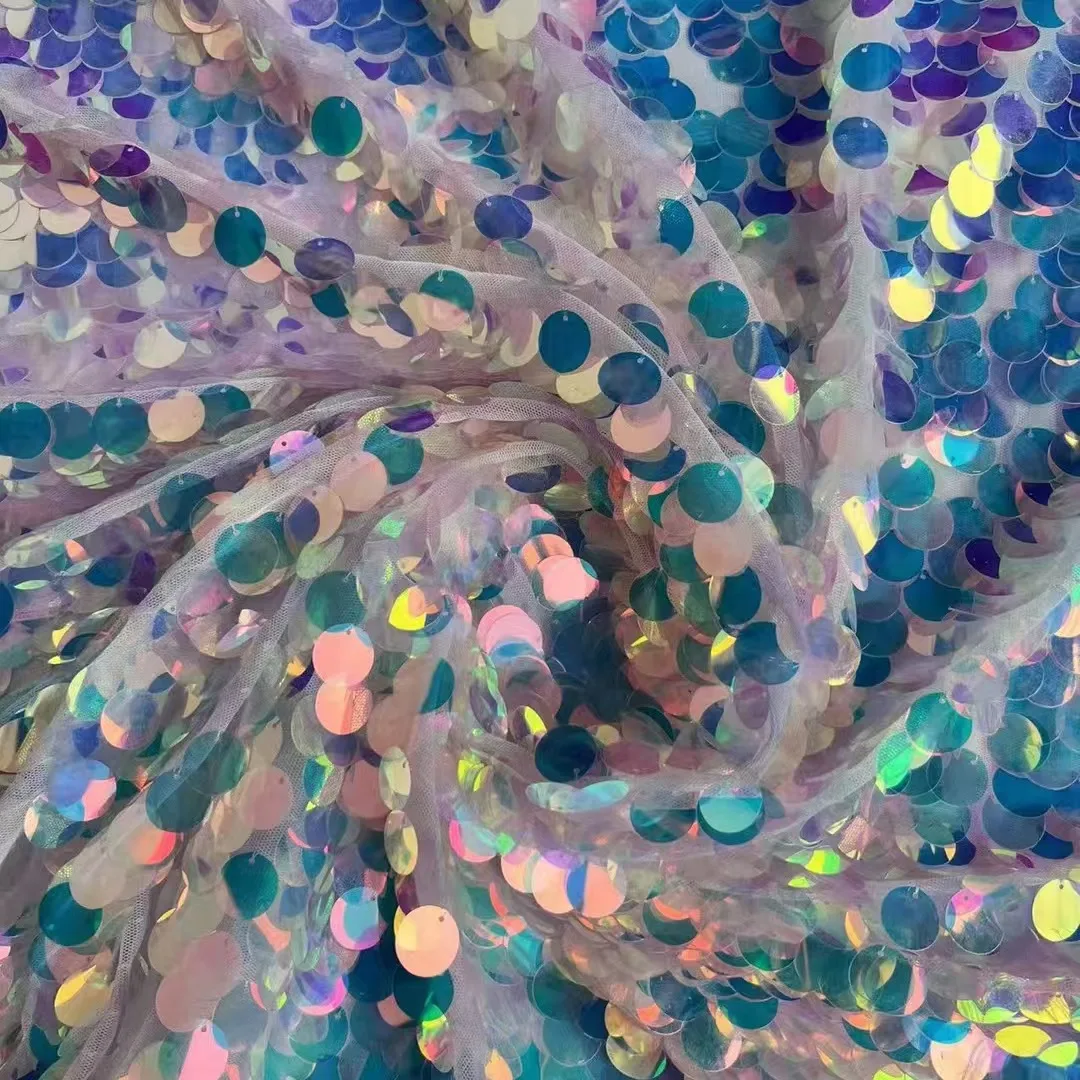 New design elastic thick base cloth glitter Sequin embroidered velvet Sequin fabric for evening dress