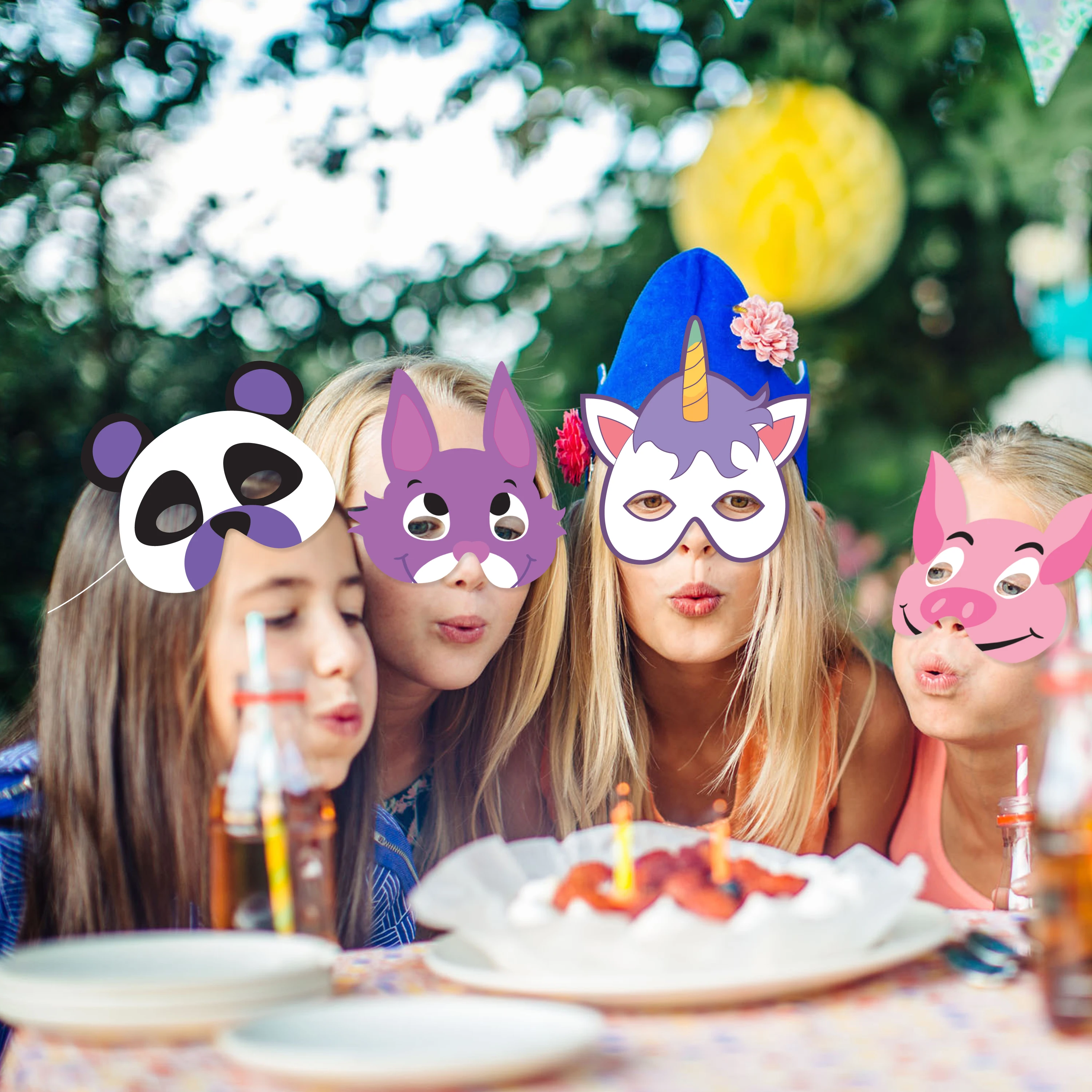 Kids Birthday Party Decor Safari Theme Zoo Party Supplies Children Cosplay Cartoon Animal Paper Mask Photo Props
