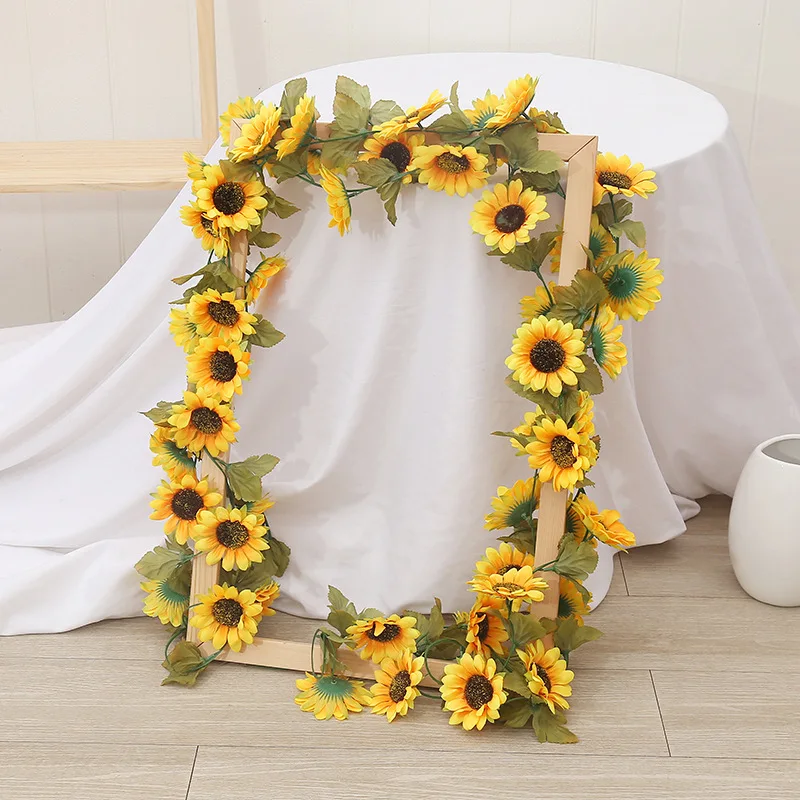 17 Pieces Flowers Sun Flower Garland Artificial SunFlower Simulation Vines for Home Wedding Party Decor