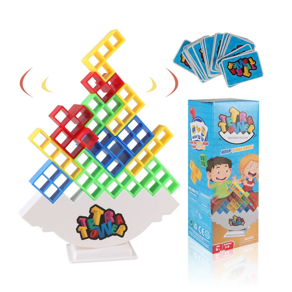 Tetra Tower Games Unisex Plastic Balance Stacking Toy Building Blocks Educational Party Board Stack Game for Kids