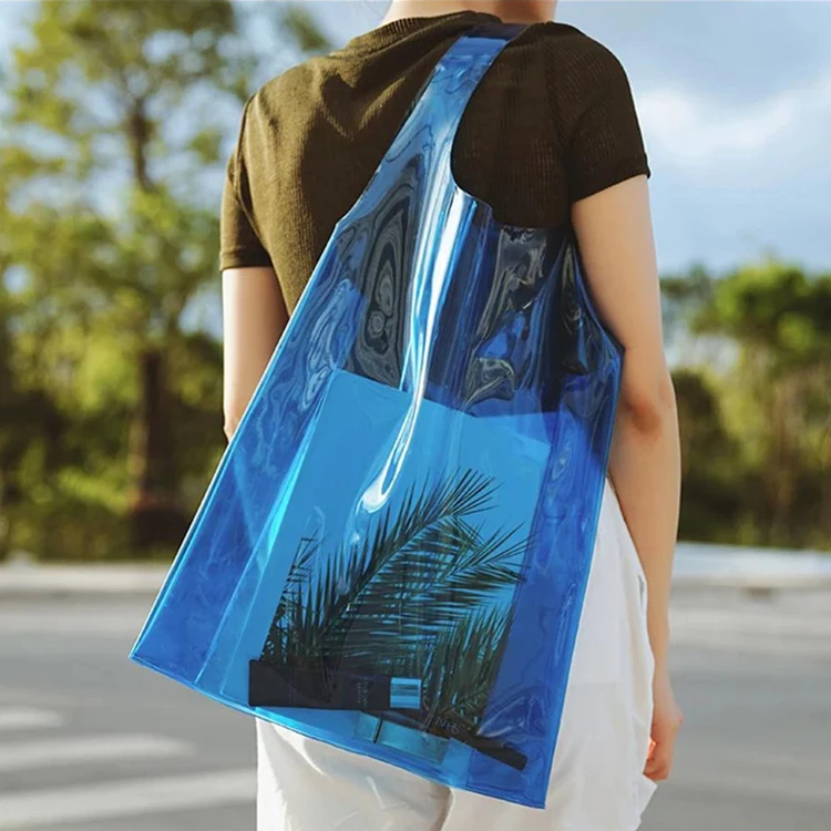 Good quality reusable strong custom logo transparent pvc shopping bag