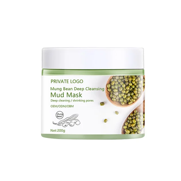 Factory OEM Organic Skincare Removes Blackhead Acne Deep Cleaning Face Green Tea Bean Clay Mask Cleanser Face Mask