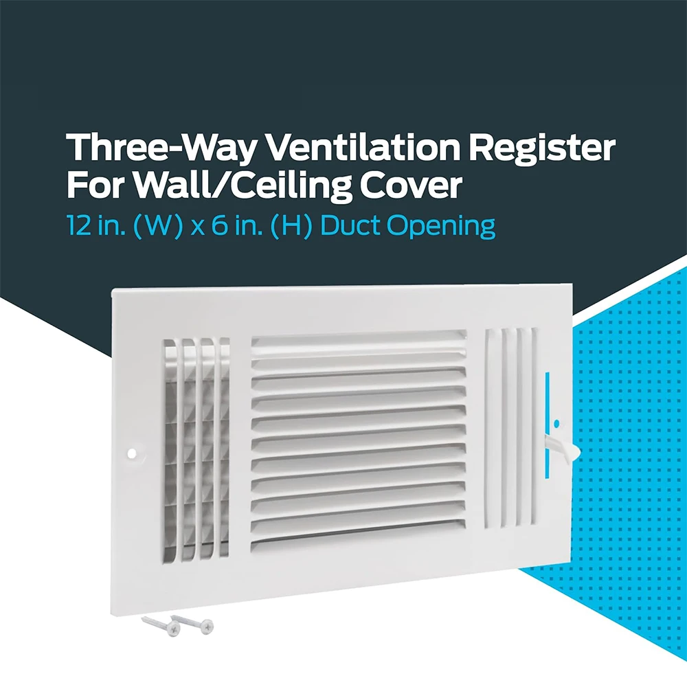 Hot sale 3-Way Stamped Face Steel Ceiling/sidewall Air Supply Register Vent Cover Actual Outside Dimension