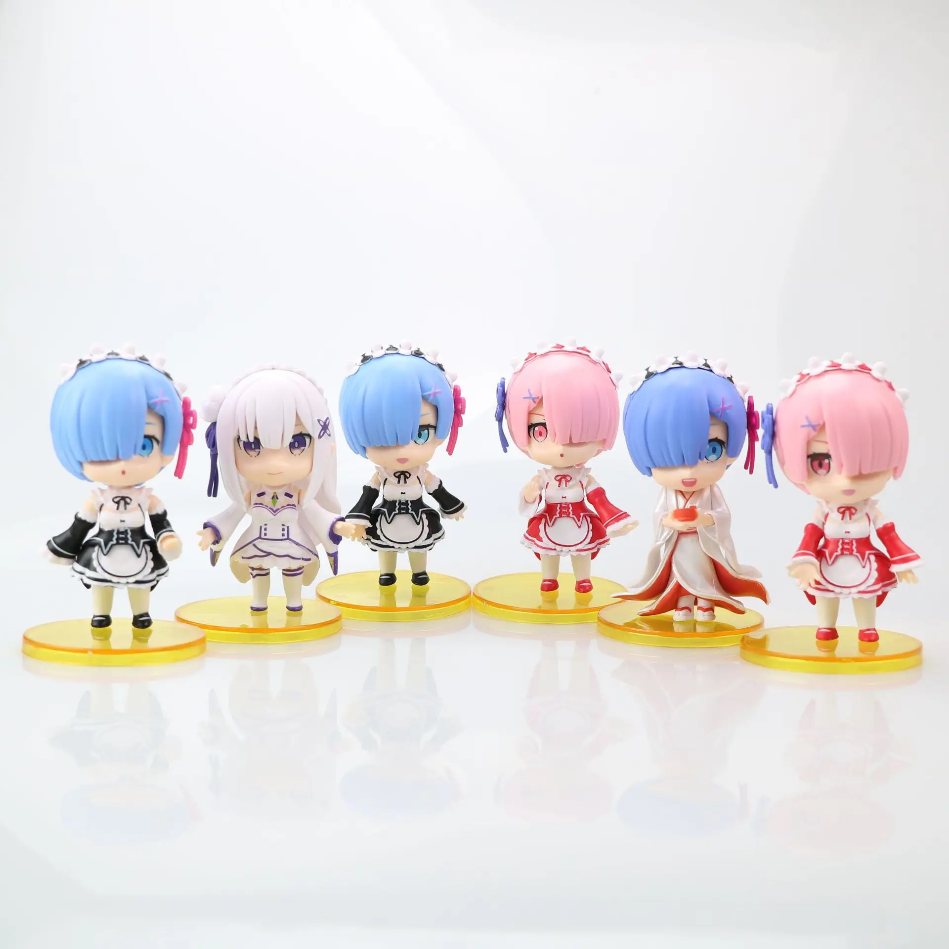 Cartoon Pvc Model Re Life in a Different World from Zero Q Version Rem Emilia Action Figure Set