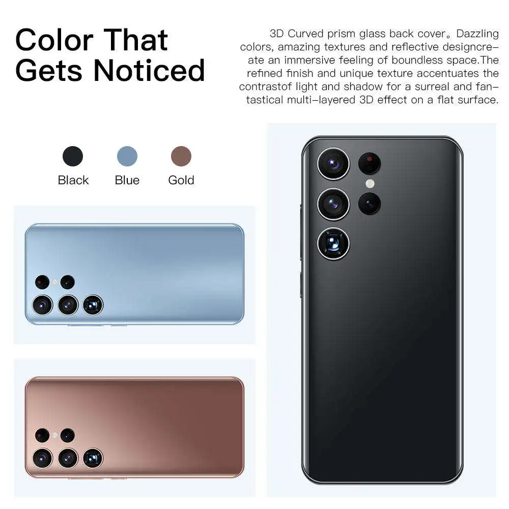 Hot Selling S22 ULTRA 16GB+512GB 16MP+32MP Big Screen 6.7 Inch Telephone Water Drop 5G Smart Android Cellphone Phones