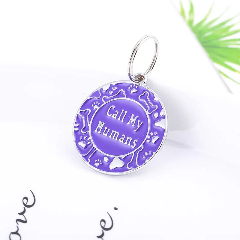 Factory wholesale printing collar zinc alloy engrave able dog tag Cute round hanging tag engraveable prevent loss qr code tag
