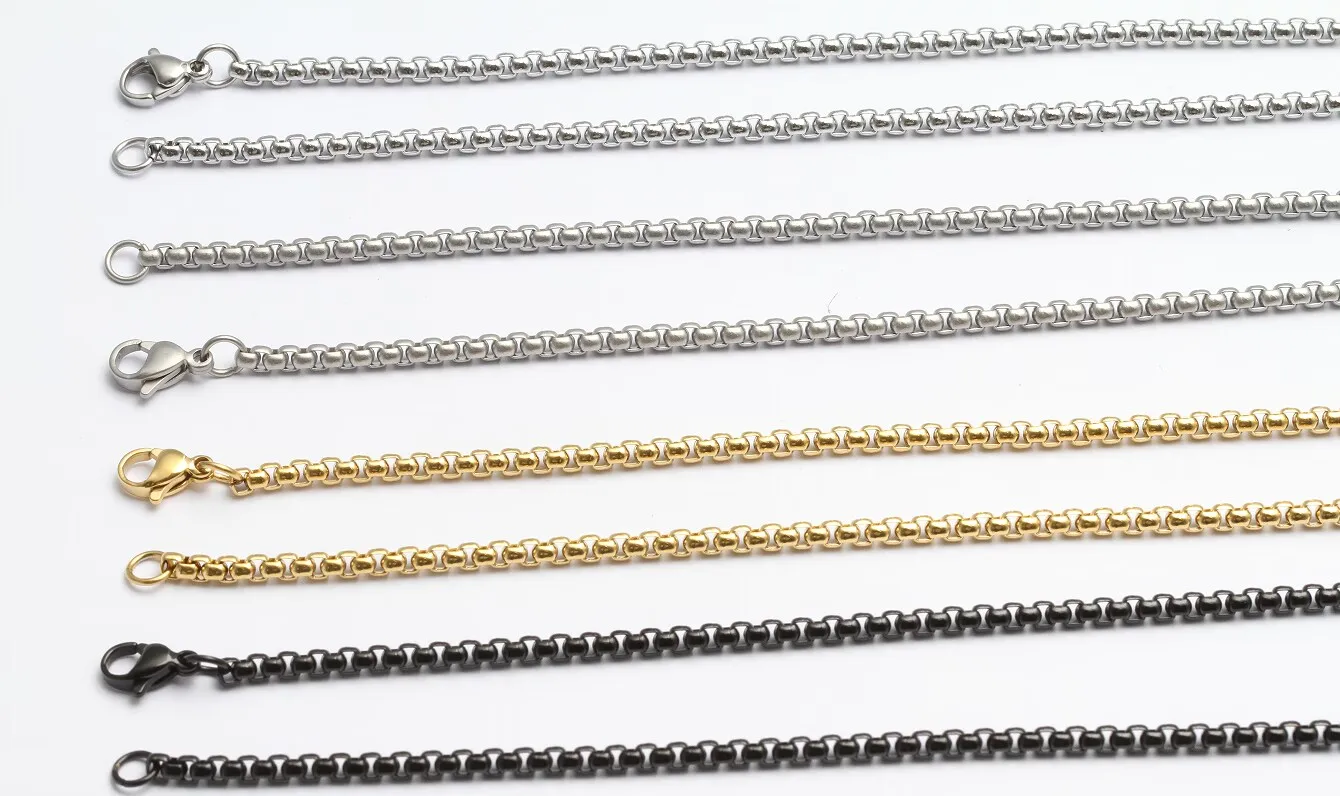 3mm polished sandblasting brushed pure titanium mens chain necklace cuban link box chain bracelet necklace with lobster clasp