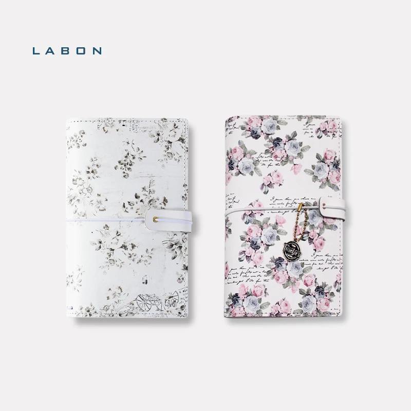 LABON Customizable Printing Flowers Embossed Logo Pu Leather Travel Journal Notebook