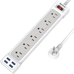 USA Type Hook with Loop Fastener Relay Controlled Heavy Duty 5ft Extension Power Strip