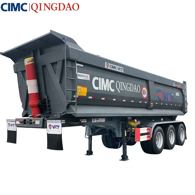 Bauxite loading CIMC  50m3 3 axles 80ton  heavy duty   dump tipper trailer