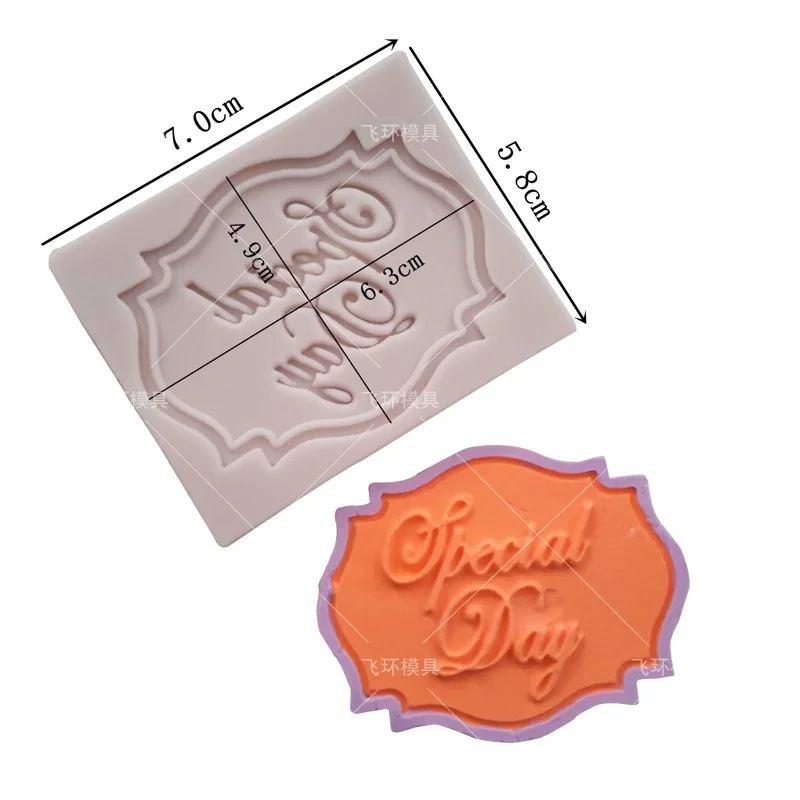 D-0068 Silicone Molds Fondant Blessing language card inserting Chocolate Mold happy birthday cake decoration mold
