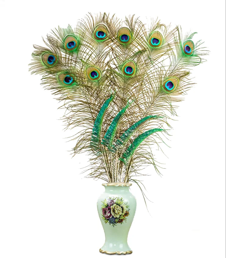 Dyed Blue Natural Peacock Feathers for Party Carnival Home Wedding Centerpiece Christmas  Decor DIY Craft Floral  Costume