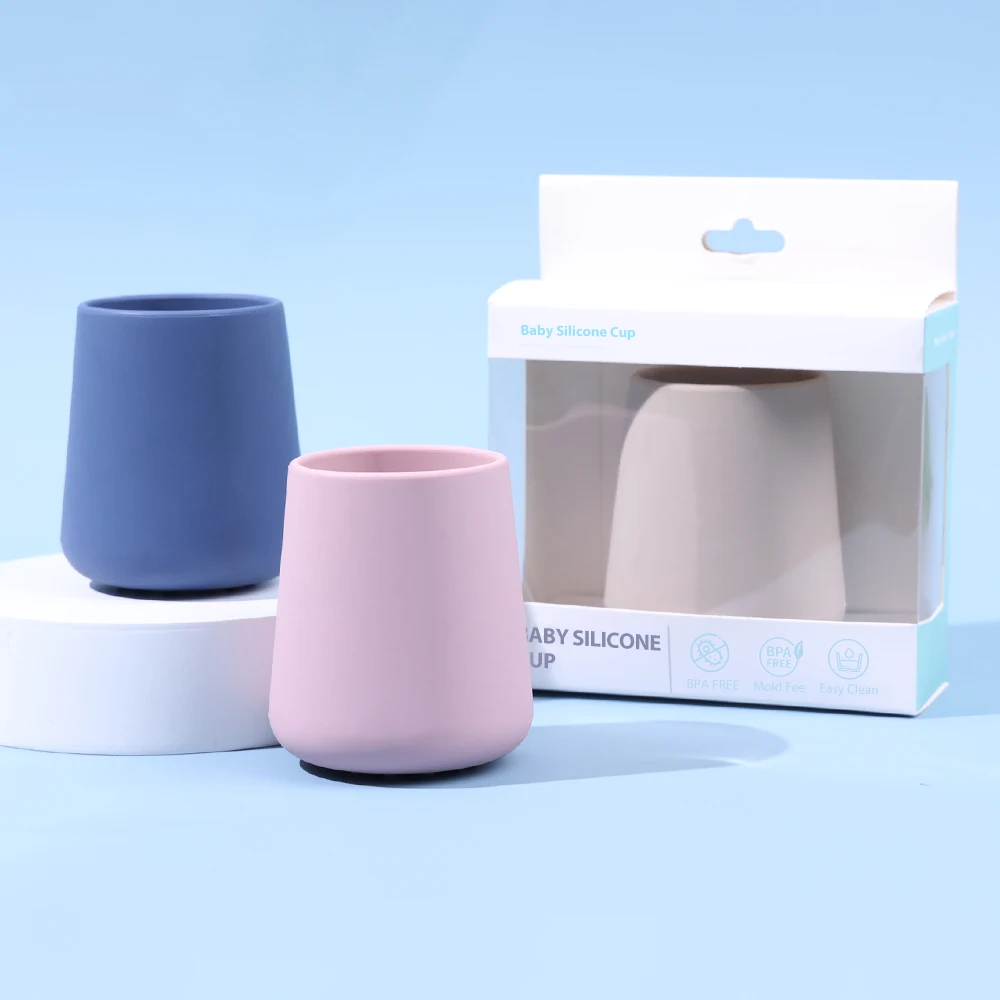 Non Slip 125ml Mini Baby Drinking Cup Eco-friendly Bpa Free Silicone Baby Cups For Baby Learning Cup