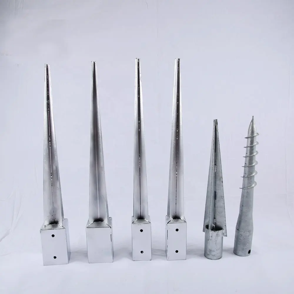 91x150x750 mm Heavy duty zinc coating Galvanized Helical Ground  anchor Pile Pole Anchor to fix wooden pole