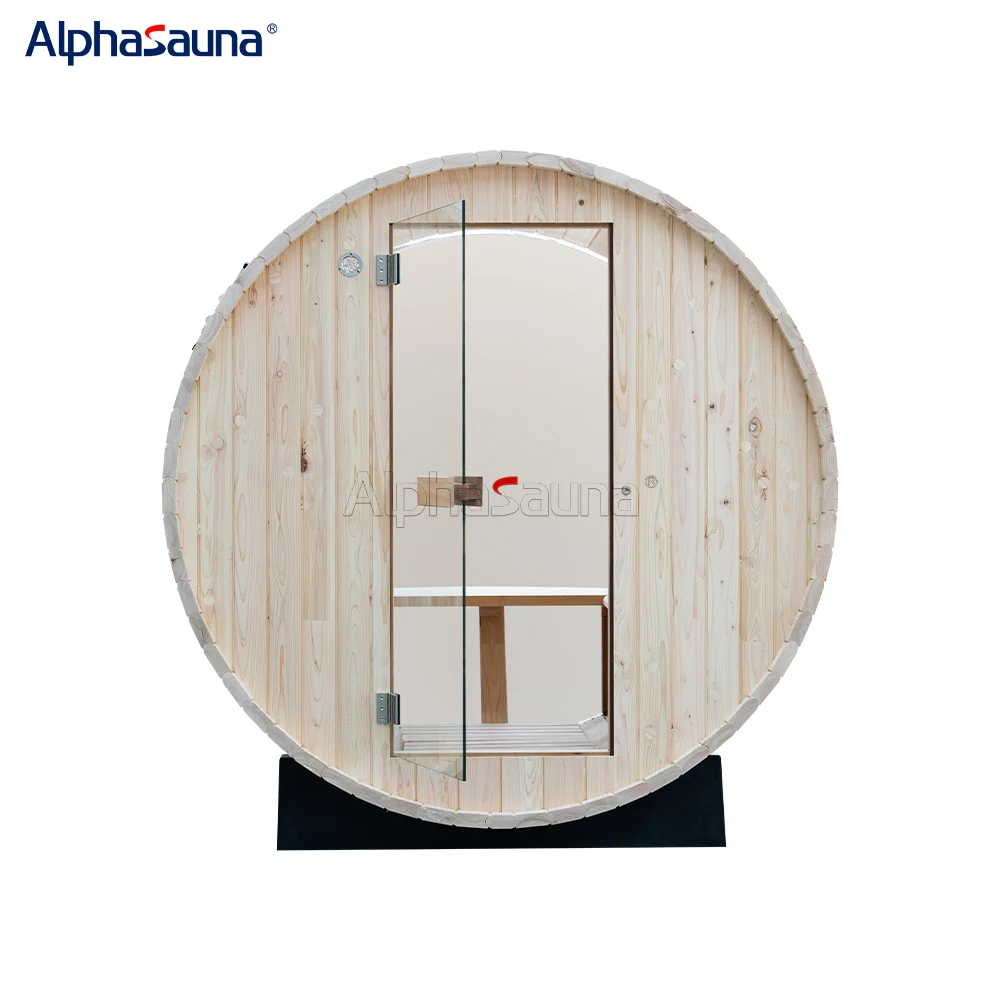 Alphasauna Outdoor Japanese Cypress Barrel Sauna 2 Person Garden Cabin Traditional Finnish Steam Sauna Room Outdoor