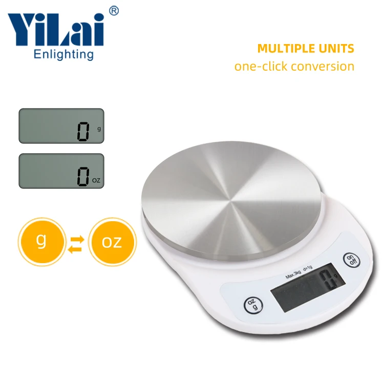 Wholesale 3KG Electronic Kitchen Food Scale Digital Round Kitchen Scale