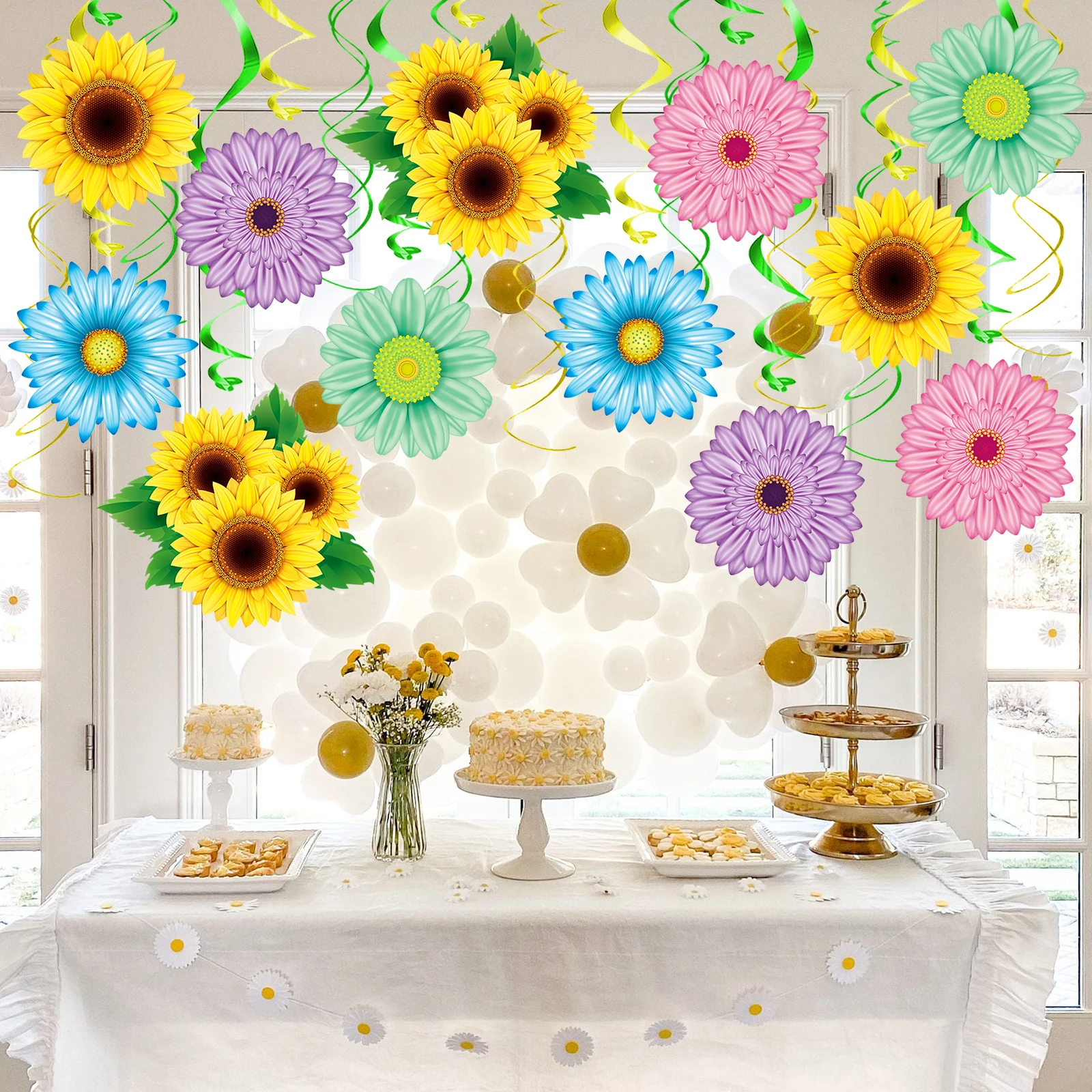 Autumn Summer Spring Sun Flowers Hanging Swirl Decorations for Birthday Party Supplies Ceiling Decorations