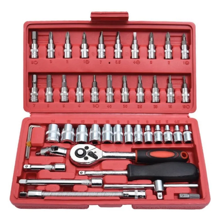 24 teeth 46pcs Small Socket Set Tool Set Auto Repair Mixed Tools Spanner Chrome Vanadium Ratchet Wrench Socket Set