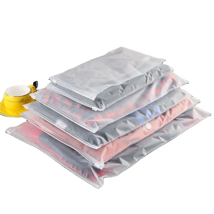 custom recyclable pe bags frosted  zipper top plastic bag ziplock garment bags with zipper