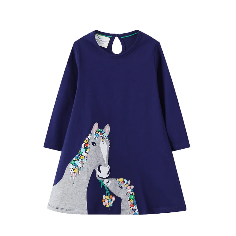 High Quality Printed Twirl Princess Soft Cotton Full Sleeves Pink Children Clothes For Girls Dress